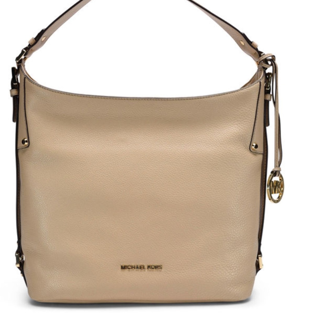 Michael Kors Tan and Gold Shoulder Bag with Hobo Style and Medium Size